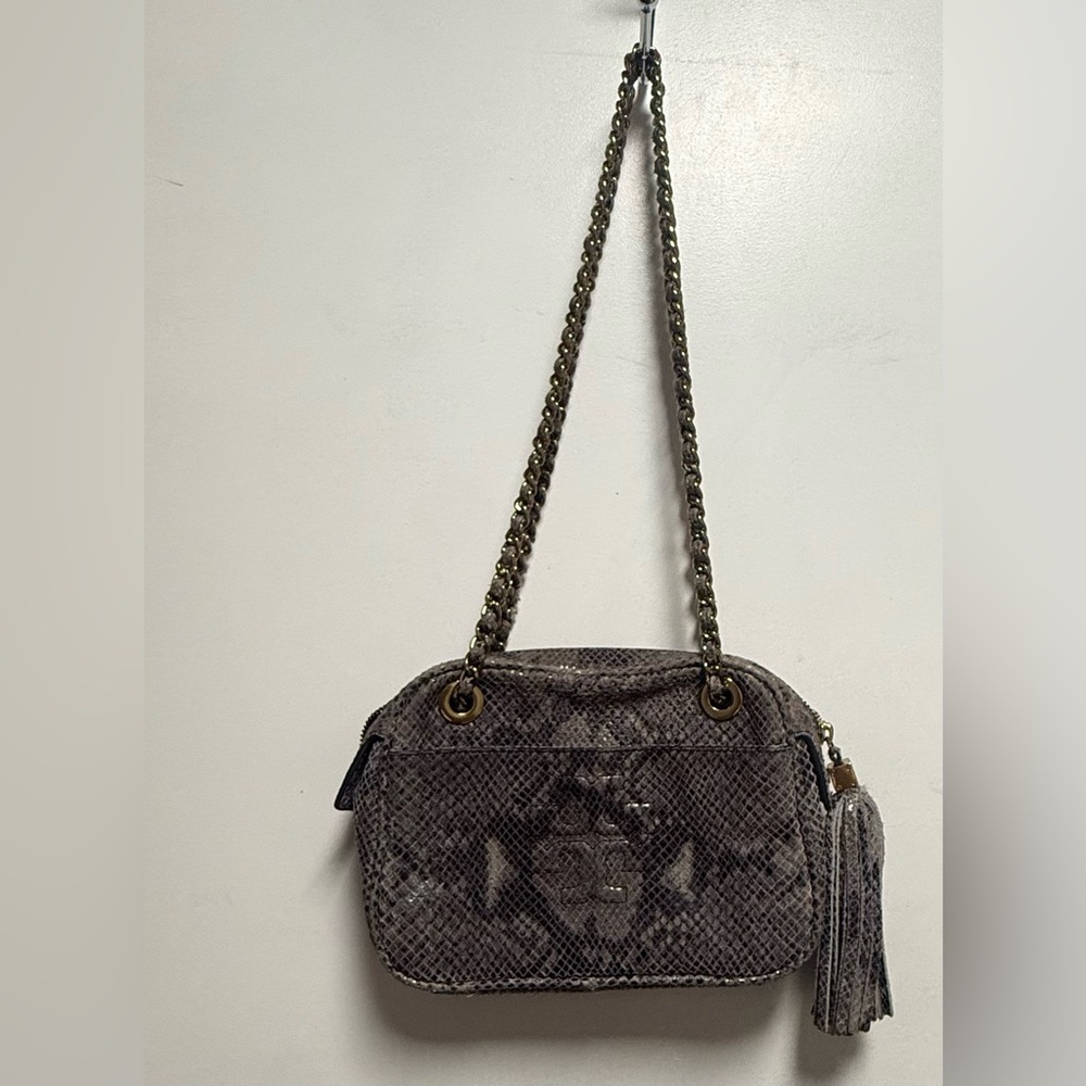 Tory Burch Gray Snakeskin Shoulder Bag